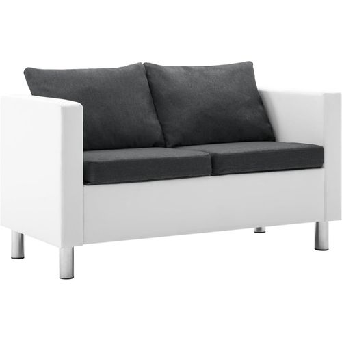 2-dijelni set sofa od umjetne kože bijeli i tamnosivi slika 37