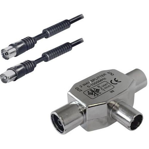 BKL Electronic antene, SAT priključni kabel [1x 75 Ω antenski muški konektor - 1x 75 Ω antenski ženski konektor] 2.00 m   crna slika 2