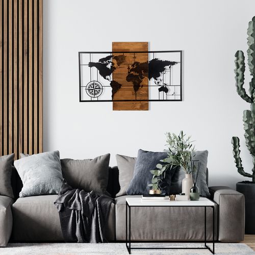 World Map Wıth Compass Black
Walnut Decorative Wooden Wall Accessory slika 1