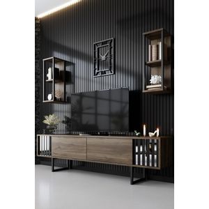 Woody Fashion Komoda za TV, Chrome Line - Walnut, Black