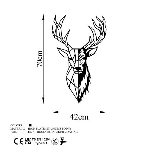 Crni Metalni Ukras za Zid 'Red Deer 2' slika 6