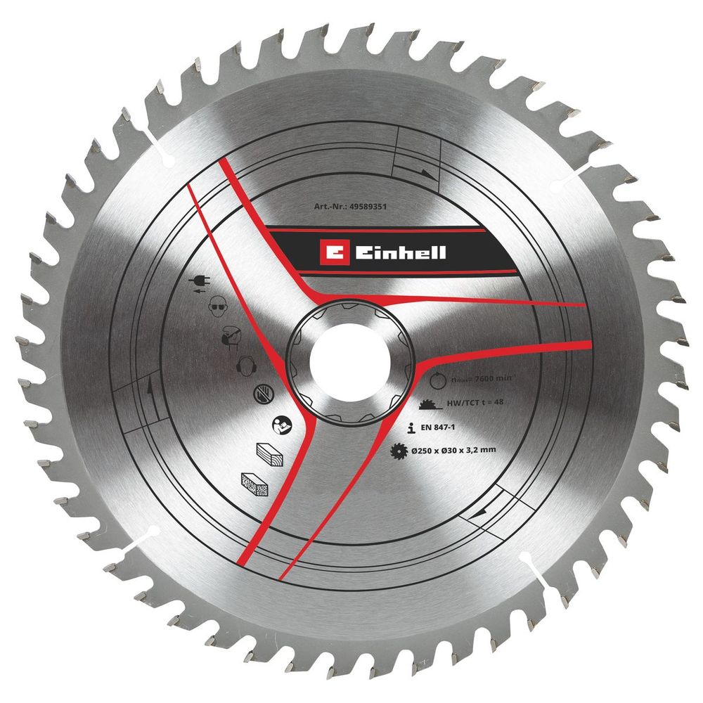 Einhell Pribor za stacionarne/preklopne testere, TCT rezni list 250x30x3,2 mm, T48 slika 1