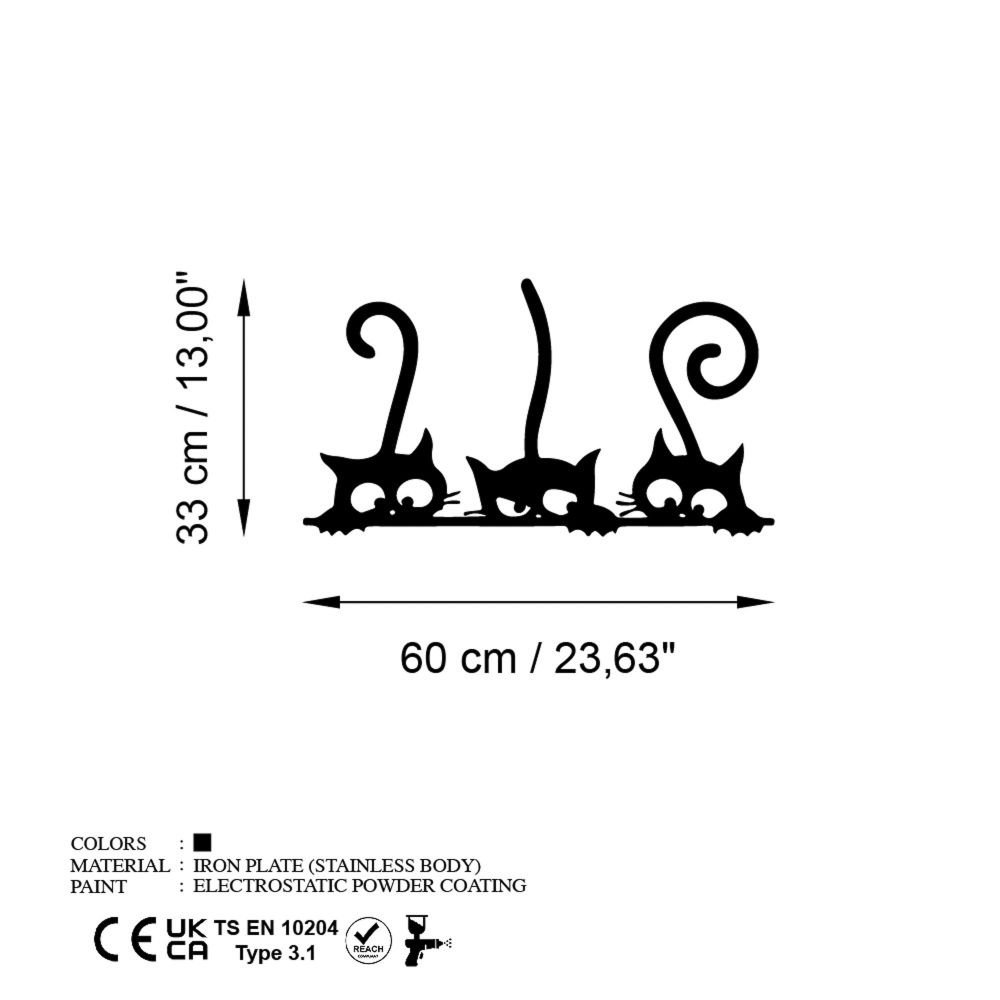 Decorative metal wall accessory Cat 5, colour: black slika 6