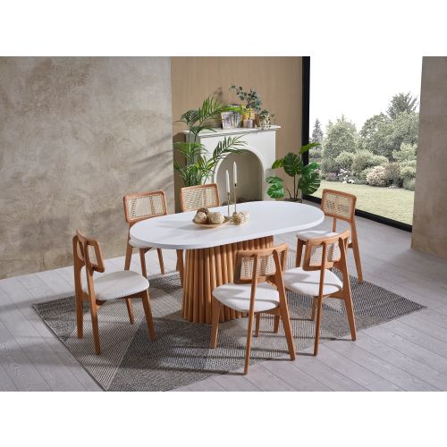 Pera - White, Natural White
Natural Dining Table & Chairs Set (6 Pieces) slika 3