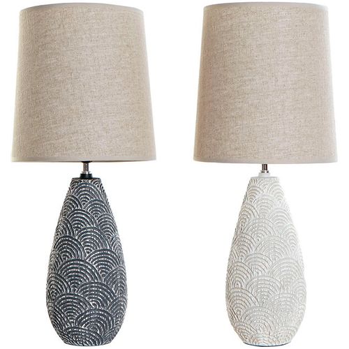 Stolna svjetiljka DKD Home Decor Bijela Bež Poliester Smola (2 pcs) (35 x 35 x 64 cm) slika 1