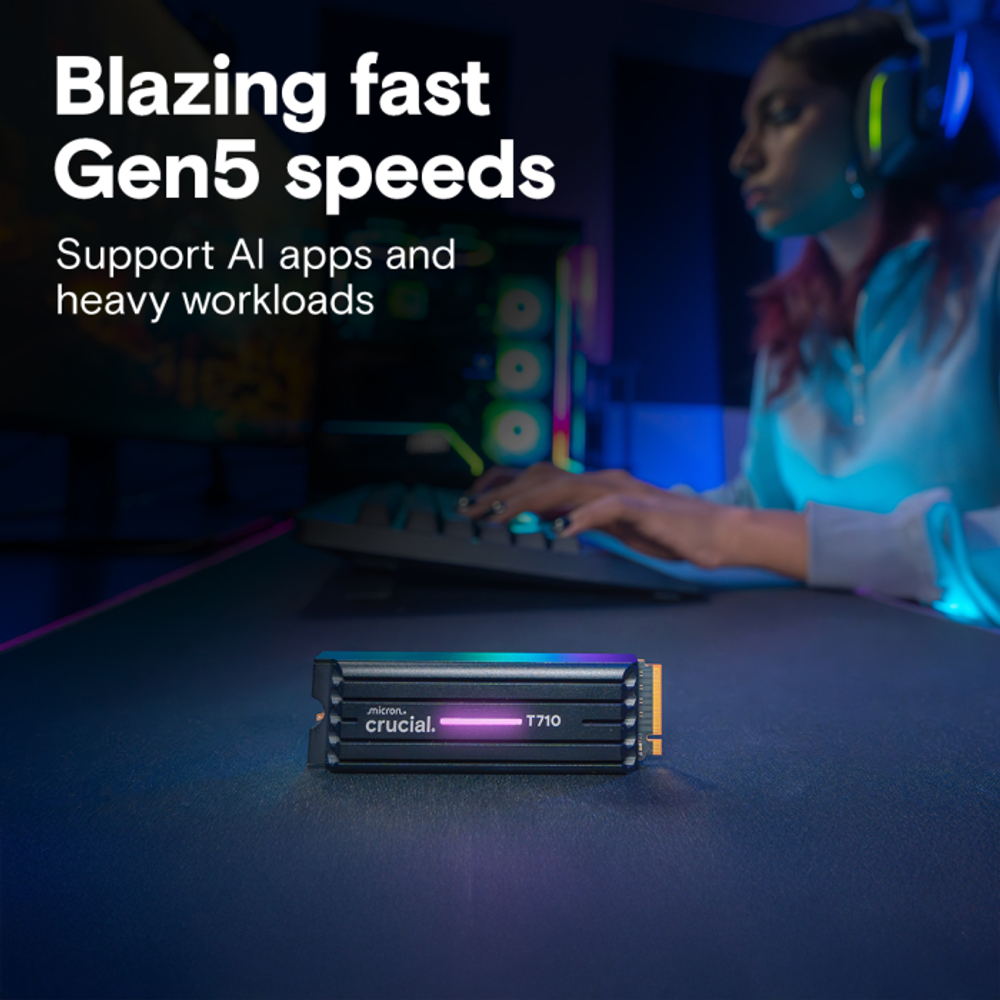 Crucial T710 1TB PCIe Gen5 NVMe 2280 M.2 SSD s hlajenjem slika 2