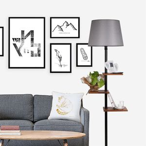 Stojeća Lampa Moda Lambader sa Sivim Abažurom i Crnim Metalnim Tijelom