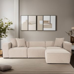Lora (L1-O1-1R-POUFFE) - Kutna Sofa u Boji Breskve