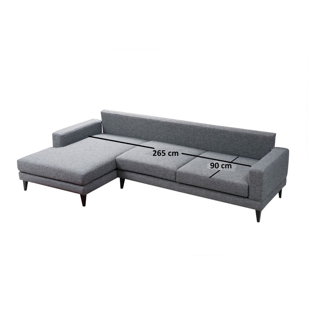 Nordijska Lijeva Kutna Sofa na Razvlačenje u Tamno Sivoj Boji slika 12