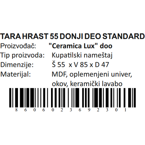 Ceramica lux   Tara Hrast donji deo 55 standard 300286 slika 7