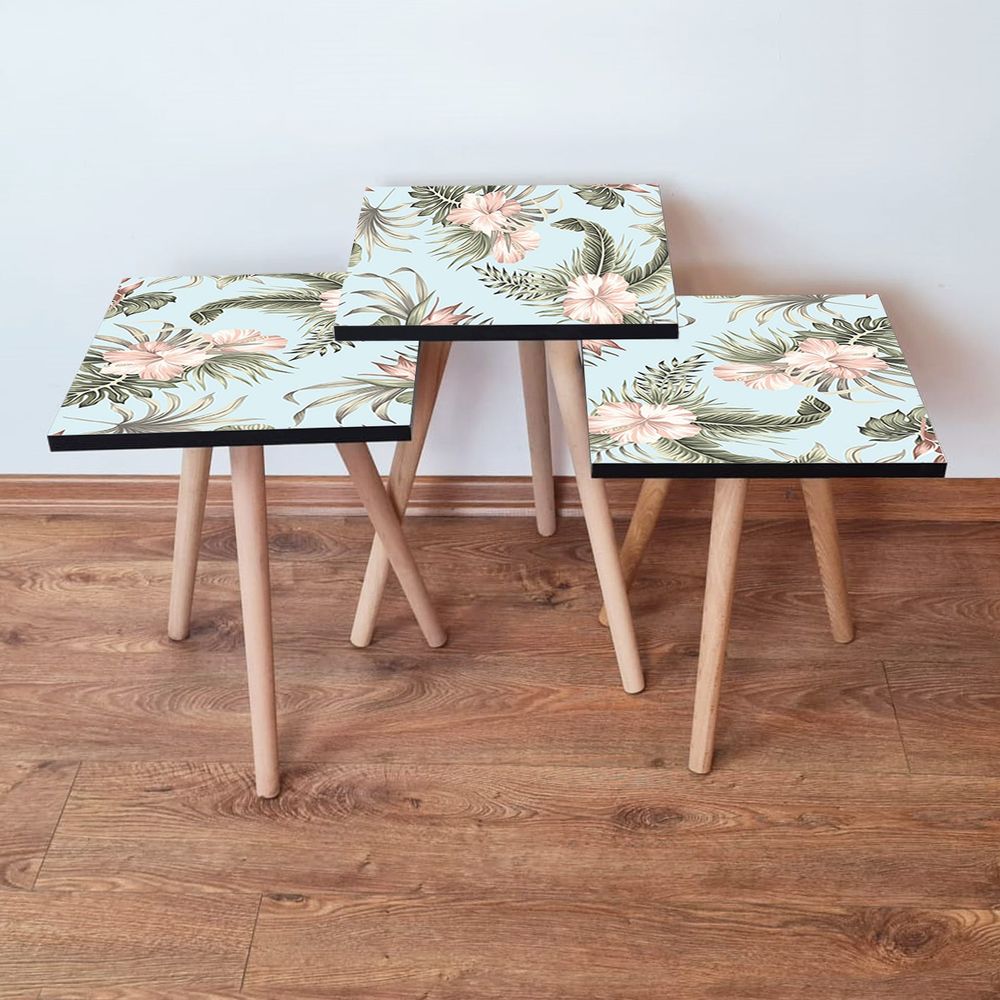 Nesting Table 3Shp207 - Set od 3 Stola u Plavoj, Svijetlo Rozoj i Zelenoj Boji slika 1