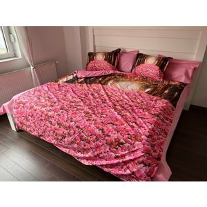 Posteljina 3D SATEN Pink flowers