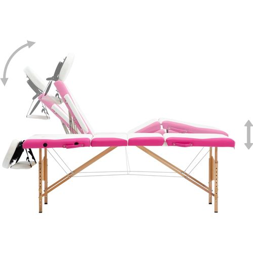 Sklopivi masažni stol s 4 zone drveni bijelo-ružičasti slika 30