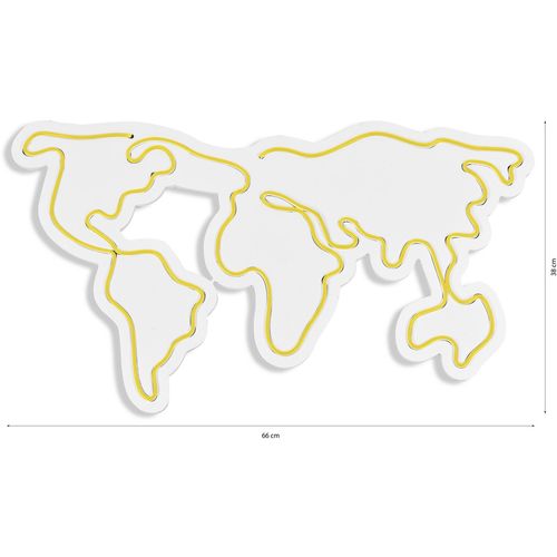 Wallity Ukrasna plastična LED rasvjeta, World Map - Yellow slika 18