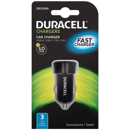 Duracell Autopunjač - Type-C/Type-A - 3A+2.4A - Black slika 1