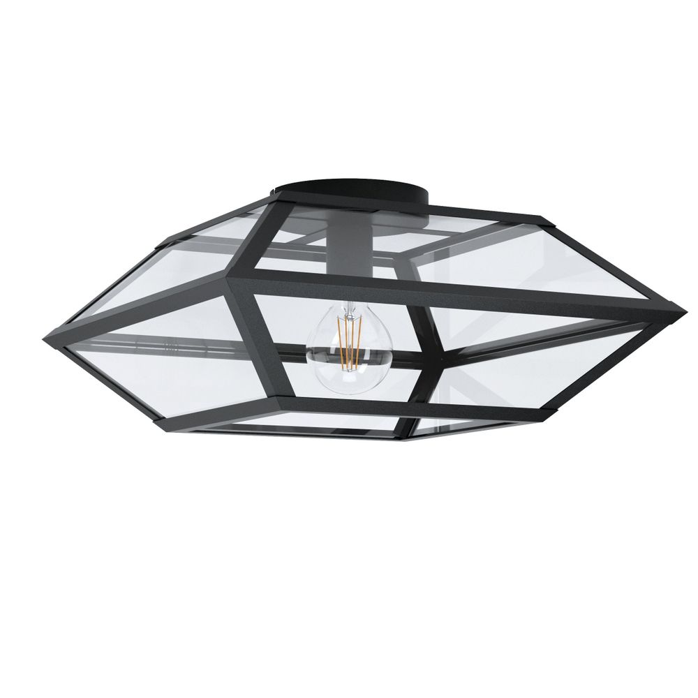 Eglo stropna rasvjeta casefabre e27 1x60w crno/prozirno š:450mm v:215mm slika 1