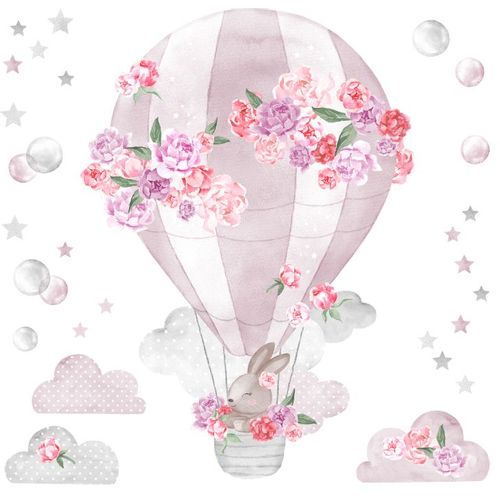 Pastelowe zidne naljepnice balon na vrući zrak roze slika 5
