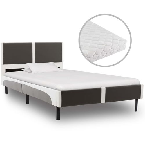 Krevet od umjetne kože s madracem sivo-bijeli 90 x 200 cm slika 20