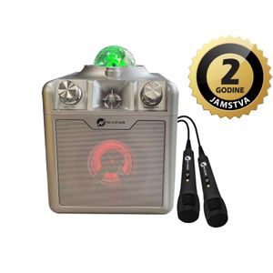 N-Gear karaoke Disco STAR 710, 50W, LED svjetla, LASER, 2*žič mikrofon, srebrni