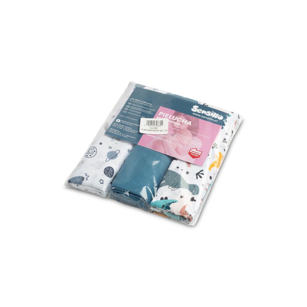 Muslin pelene 3 kom – plava slika 4