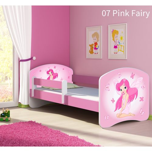 Dječji krevet ACMA s motivom, bočna roza 180x80 cm - 07 Pink Fairy slika 1