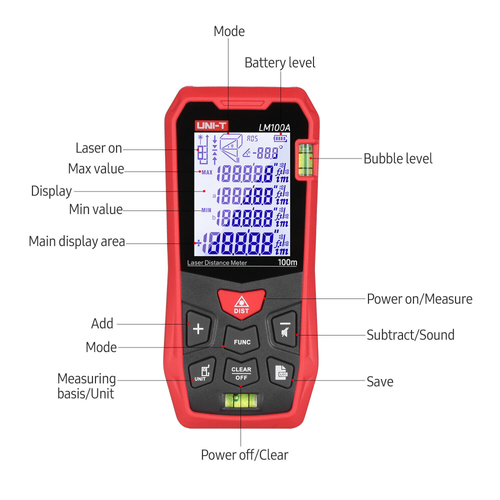 Laserski merac daljine UNI-T LM100A crveni slika 10