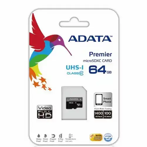 Micro SD Card 64GB AData + SD adapter AUSDH64GUICL10-RA1/ class 10 slika 2