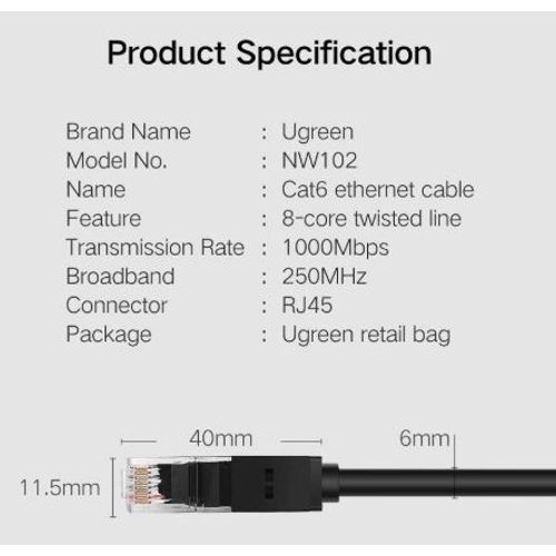 Ugreen Cat6 UTP LAN kabel 50m - u kutiji slika 3