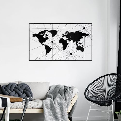 World Map 16 Black Decorative Metal Wall Accessory slika 1