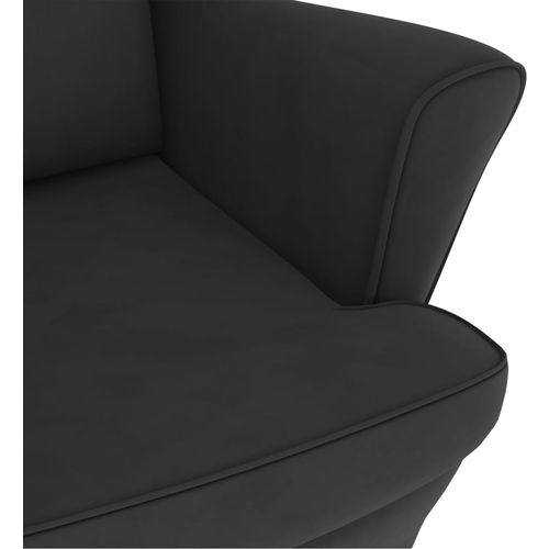 Fotelja za ljuljanje s drvenim nogama crna baršunasta slika 7