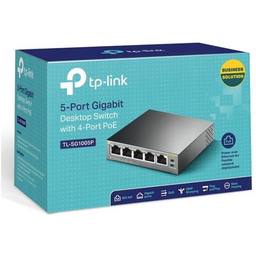 Switch TP-LINK TL-SG1005P Gigabit 5x RJ45 10 100 1000Mbps 4x PoE 56W PoE metalno kuciste slika 2