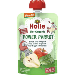 Holle Pire od kruške, jabuke i špinata  "Power parrot" - Organski 100g  , pakiranje 12komada