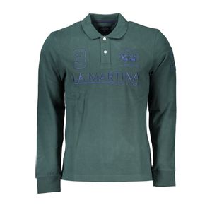 LA MARTINA GREEN MEN'S LONG SLEEVE POLO SHIRT