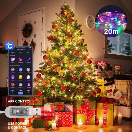 Novogodisnji ukras LED lampice u boji (20m) Bluetooth kontrola putem mobilnog telefona slika 1