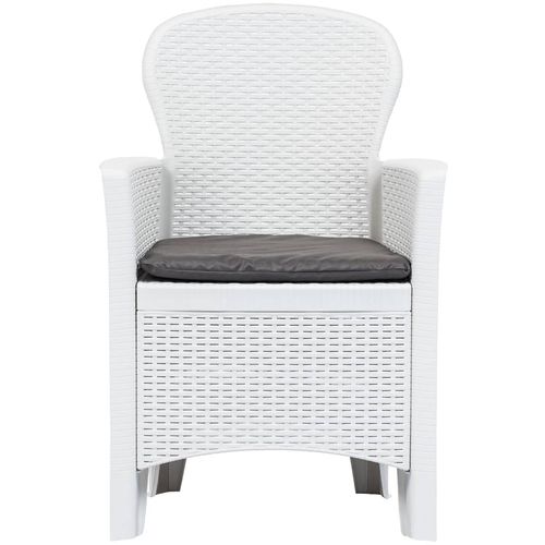 Vrtne stolice 2 kom s jastucima bijele plastične nalik na ratan slika 17