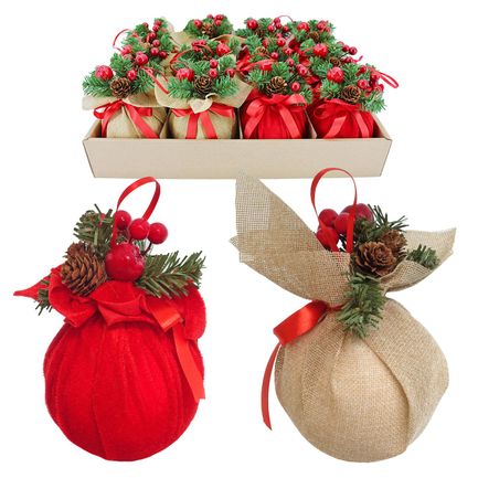 Božićna kugla, u obliku vreće s darovima, 10 cm