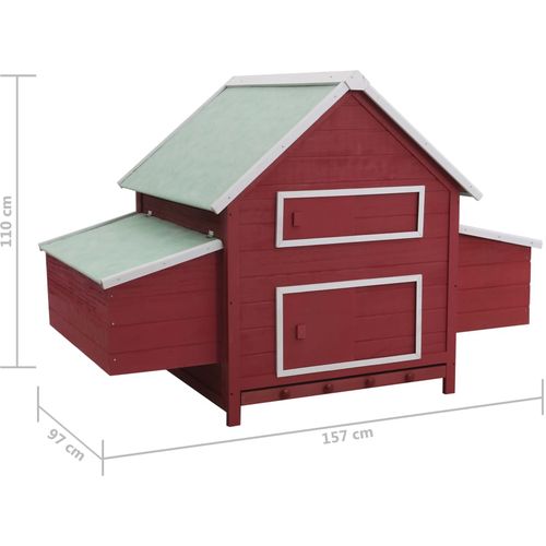 Kokošinjac crveni 157 x 97 x 110 cm drveni slika 6
