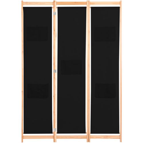 Sobna pregrada s 3 panela od tkanine 120 x 170 x 4 cm crna slika 2