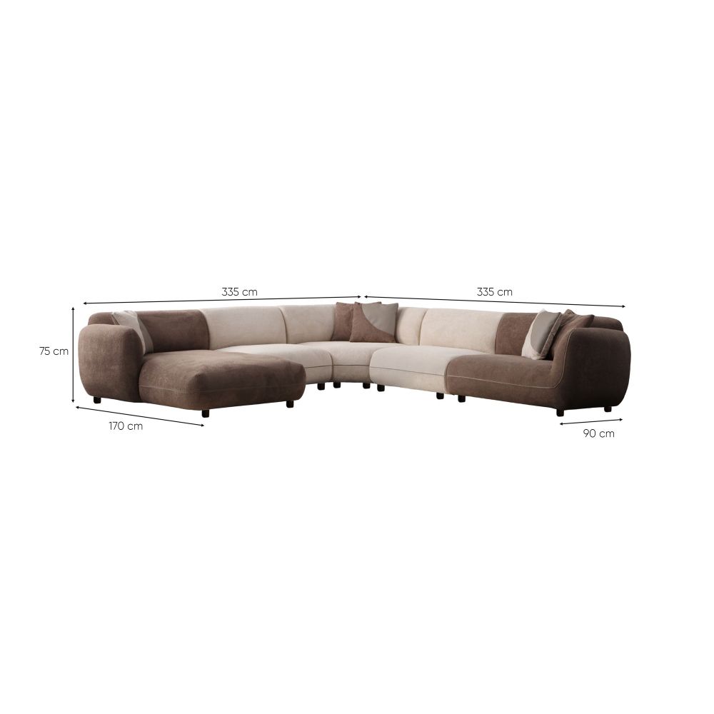 Ugaona sofa Pavia Corner 6 (L1,5+O1+Cx+O1+Chlr) - boje: krem smeđa slika 18