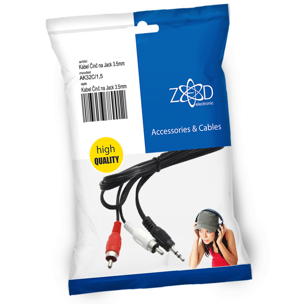 ZED electronic Činč na Jack 3.5mm kabl, dužina 1.5 met. - AK32C/1,5 slika 1