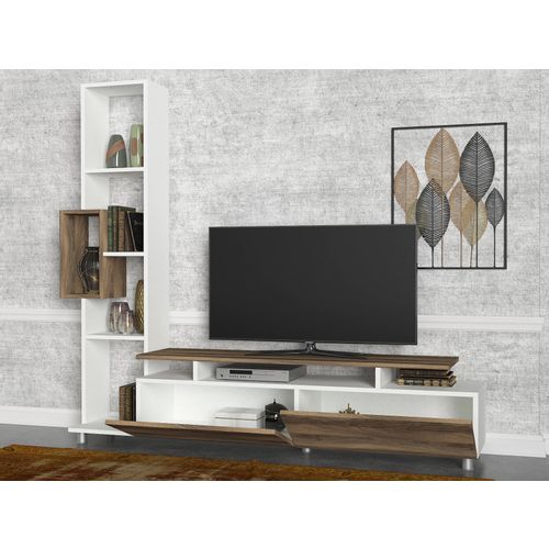 Woody Fashion TV jedinica, Bijela boja Orah, Tulip - White, Walnut slika 3