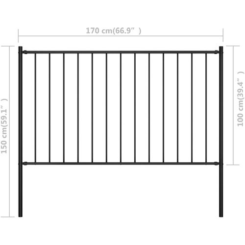Panel za ogradu sa stupovima čelični 1,7 x 1 m crni slika 17