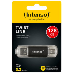 Intenso USB Flash drive 128GB, USB 3.2, USB-C, USB-A, Twist Line - USB3.2-128GB/Twist Line