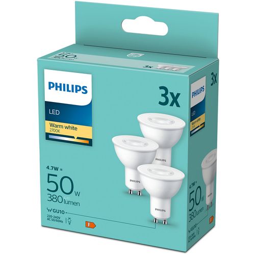 Philips LED žarulja, GU10, topla, 4.7W, 3 kom. slika 1