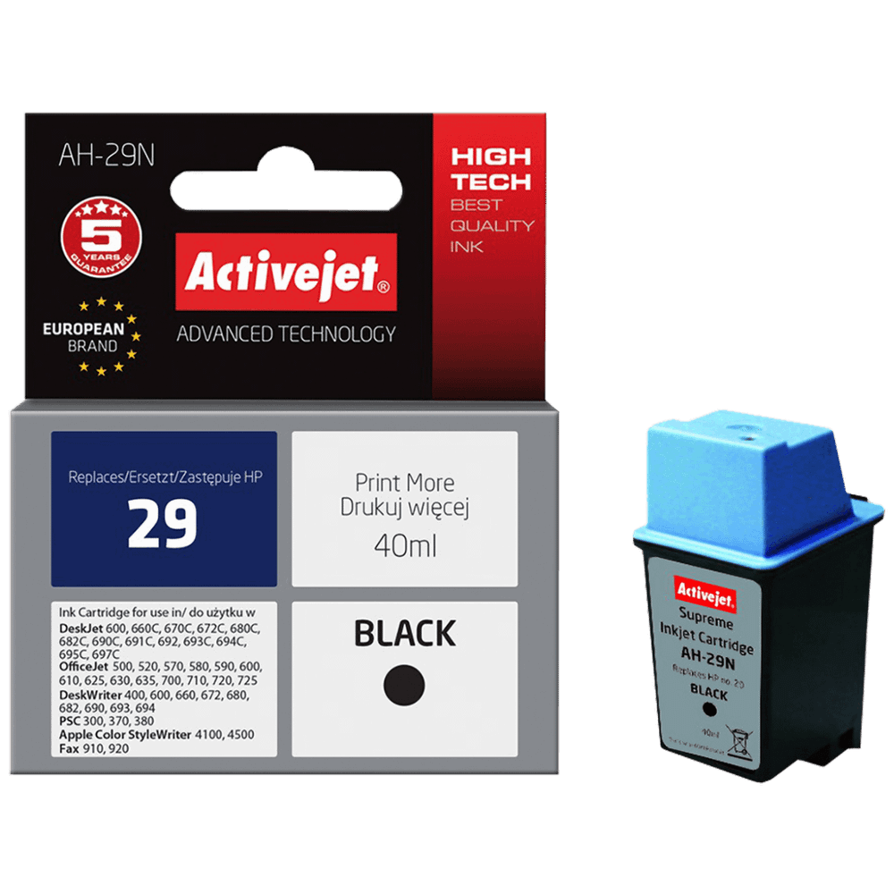 Activejet Tinta za printer, crna, zapremina 40 ml. - HP 29 51629A; AH-29N slika 1