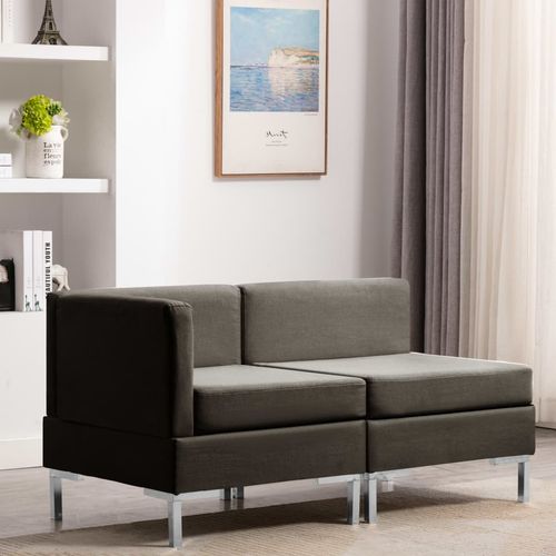 2-dijelni set sofa od tkanine smeđe-sivi slika 1