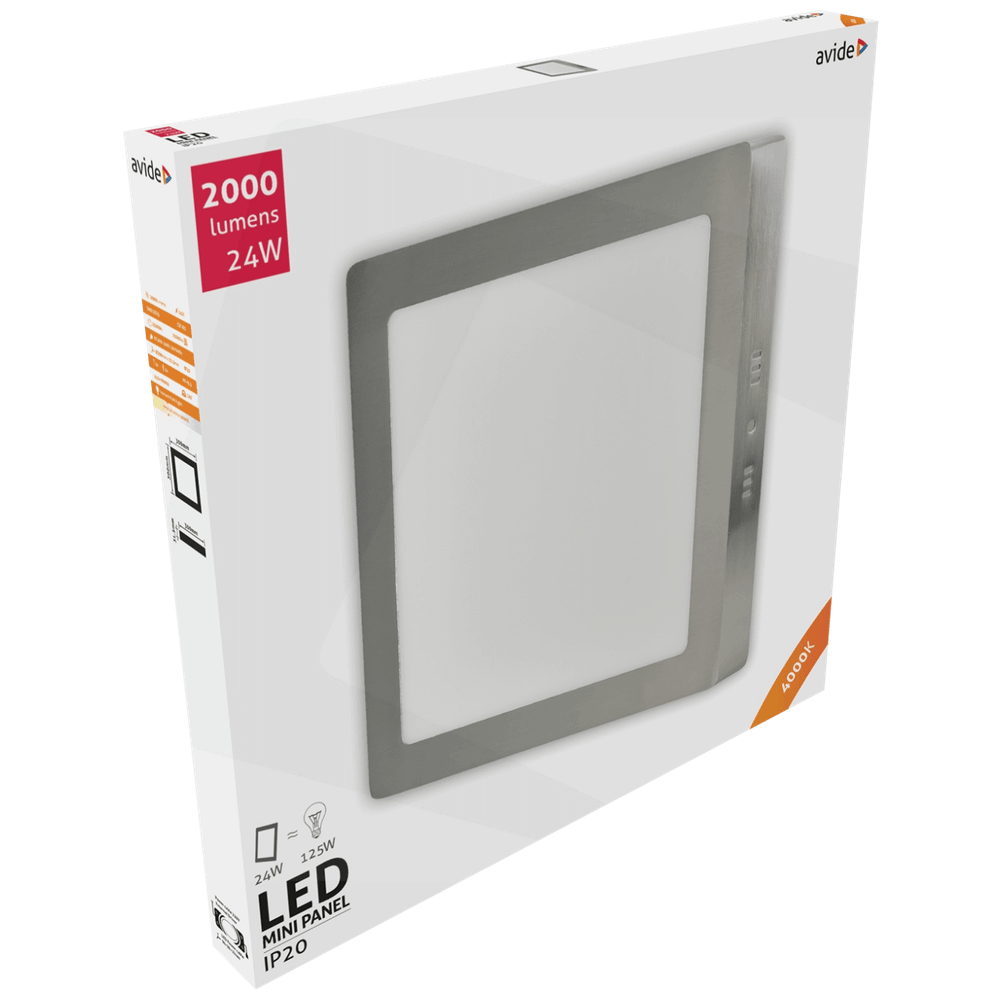 Avide Plafonjera LED, 24W, 2000 lm, 4000K, IP20 - ACSMNW-S-24W-ALU-SN slika 2
