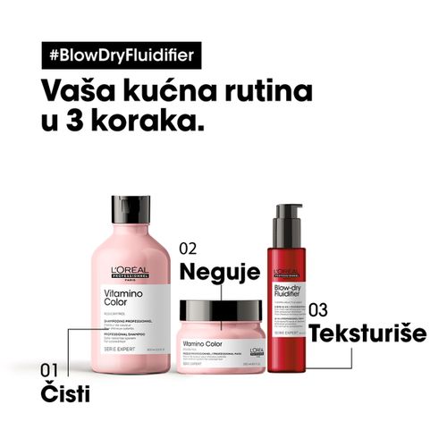 Loreal Professionnel Paris Blow Dry Fluidifier 10 u 1 profesionalna višenamenska krema sa zaštitom od toplote za normalnu i osetljivu kosu 150ml slika 4