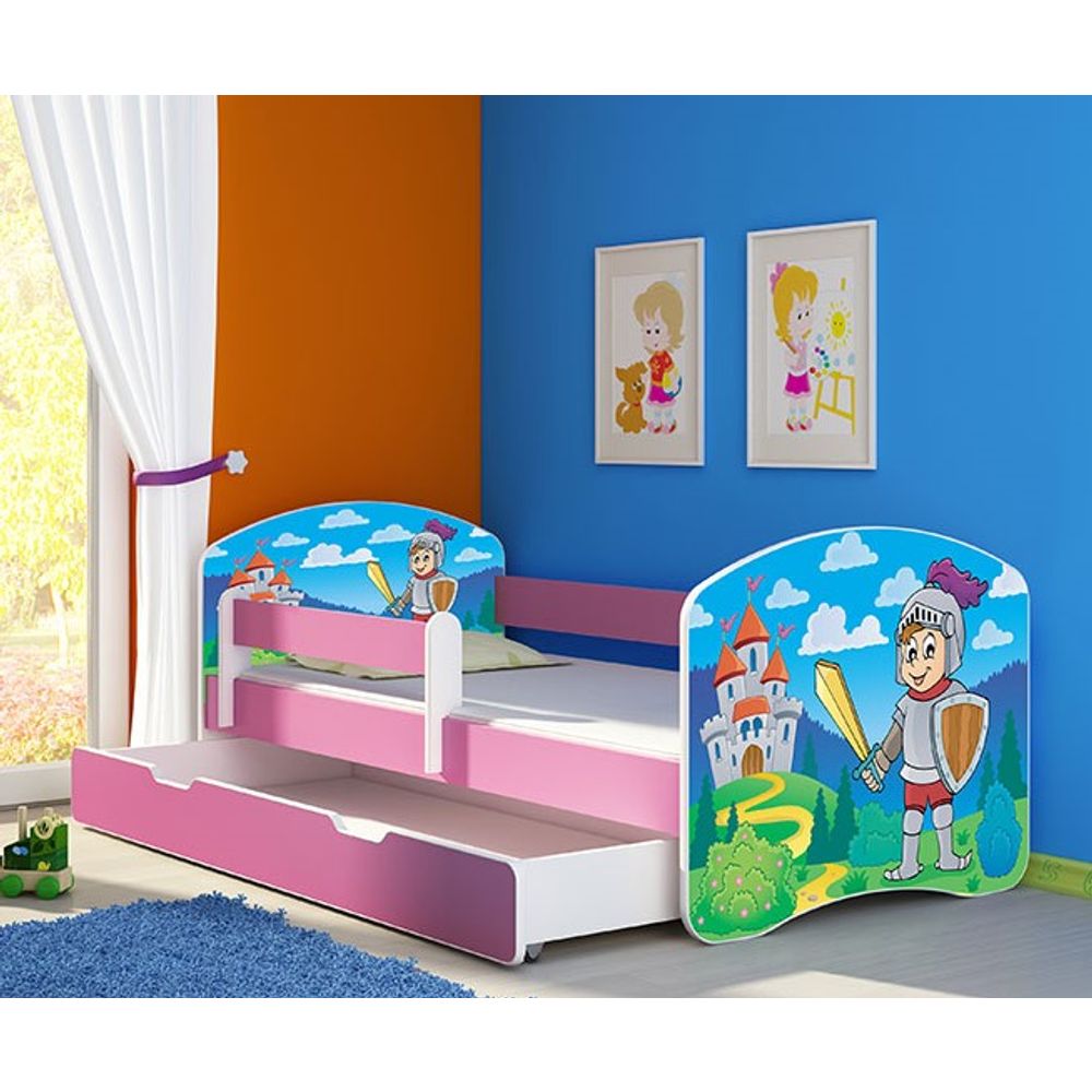 ACMA Dječiji krevet Acma II sa ladicom Pink - 160x80cm - Dezen 32 slika 1