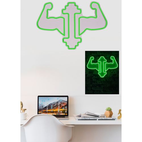 Wallity Ukrasna plastična LED rasvjeta, Gym Dumbbells WorkOut - Green slika 11